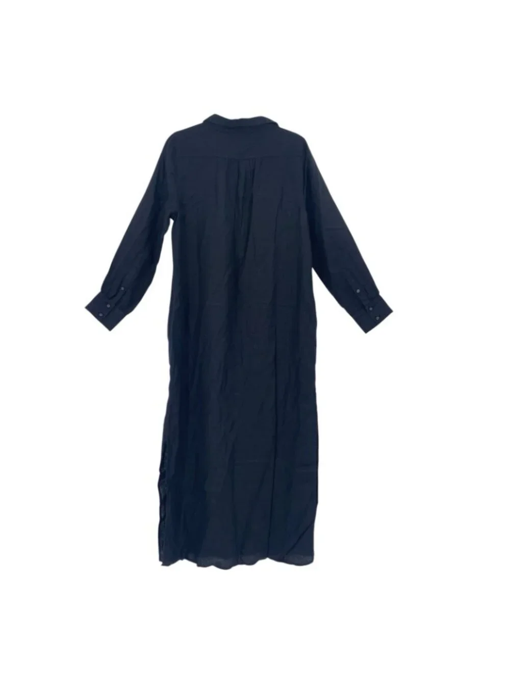 J. Crew Size M Black Popover 100% Linen Shirtdress Tunic Midi Dress Coastal